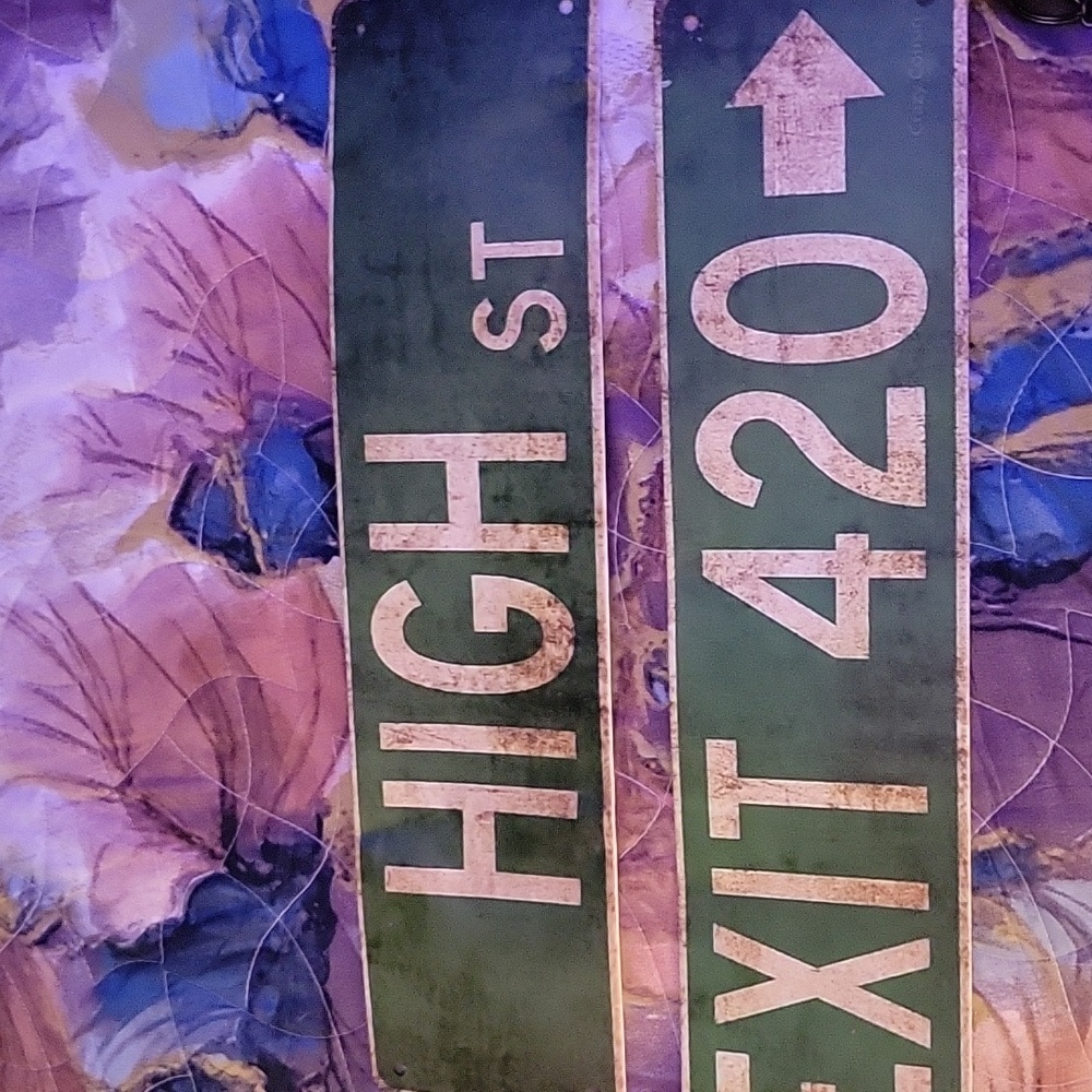 Metal Green And White Wall Sign- 420 Friendly Set Of 2